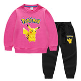 Children Pokemon Pikachu Hoodie & Pant Set Two-Piece Baby Cotton Sweater Set