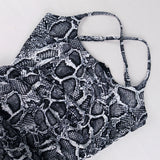 Women Summer Dresses  Mini Dress Sexy Snake Print Backless Strap Pleating Short Skirt Dress for Women
