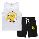 Children Pokemon Pikachu Tshirts & Shorts Vest Middle Pants Sports Casual Thin Two Pieces