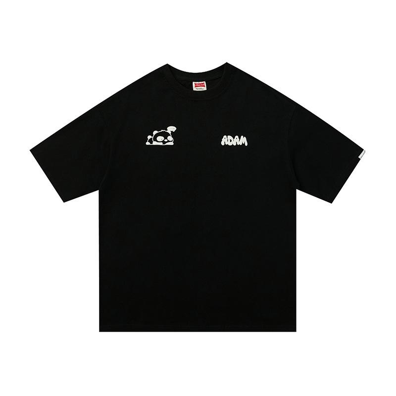 Men T Shirt Summer Casual Tops Men's Summer Retro Fashion Brand Street Cute Panda Puff Print Short Sleeve T-shirt