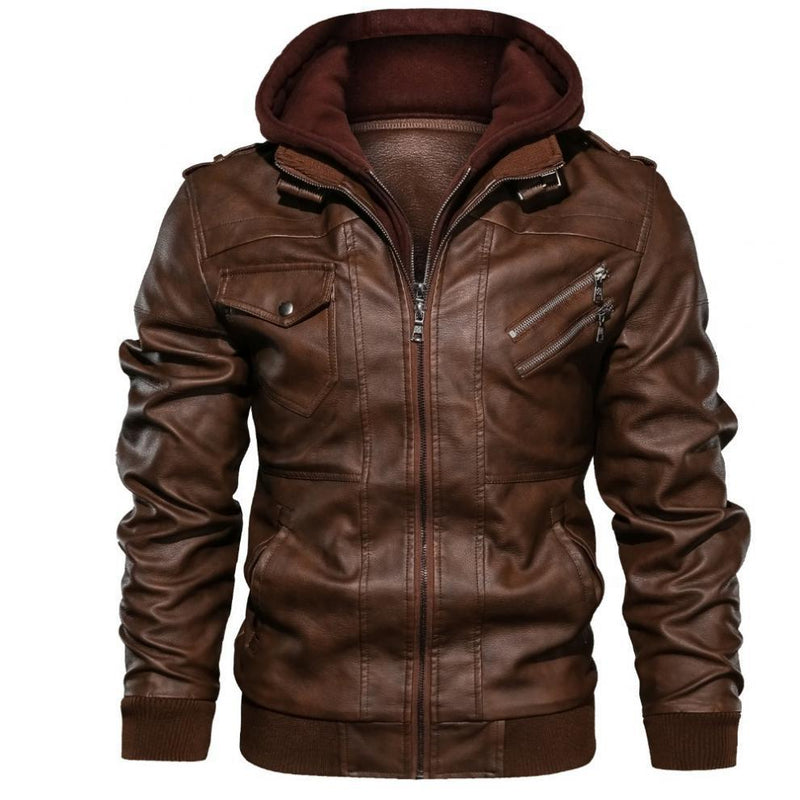 Tactics Style Men Outdoor Windproof Coat Men Casual Jacket Autumn and Winter Men's Knitted PU Leather Jacket plus Size Motorcycle