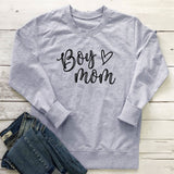 Boy Mama Hoodie Mother's Day Boy Mom Letter Love Heart Floral Print Long Sleeve Pullover