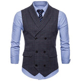 Tuxedo Vests Men Suit Vest Plaid Business Fashion Men's Vest