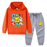 Children Pokemon Pikachu Hoodie & Pant Set Sweater Suit Cotton Trendy