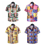 Men's Shirts Summer Men's Oversized Printed Short Sleeves Shirt