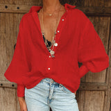 Women Bohemian Shirts Women's Summer Loose Cardigan Long Sleeve Shirt