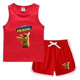 Children Pokemon Pikachu Tshirts & Shorts Casual Sports Sweat-Absorbent Suit Neutral