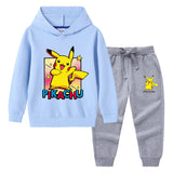 Children Pokemon Pikachu Hoodie & Pant Set Sweater Set Two-Piece Cotton Trendy