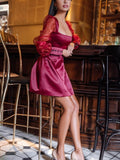 Semi Formal Dresses for Wedding Spring/Summer Sexy Long Sleeve Multi-Color Mid-Length Dress
