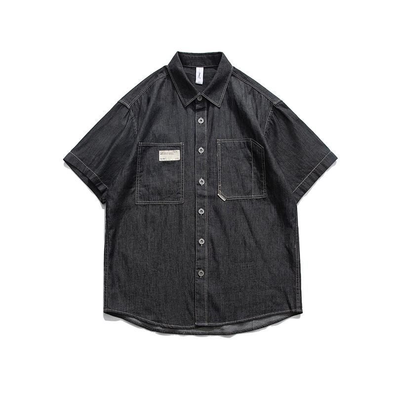 Men T Shirt Summer Casual Tops Men's Clothes Summer Wear Retro Men's Lapel Shirt Casual Denim Cargo Pants Shirt Trendy Men