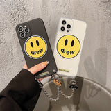 justin b drew phone case Apple 12 Drew Smiley Face Chain Phone Case XR Xs Transparent Iphone11