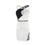 Black and White Dress Slim-Fit Sheath Dress