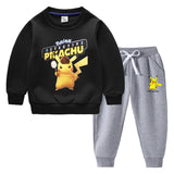 Children Pokemon Pikachu Hoodie & Pant Set Fleece Lined Padded Warm Keeping Winter Clothes Sweatershirt Suit