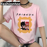 Friends Joey T Shirt Friends Pink Casual Loose-Fitting T-shirt