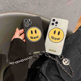 justin b drew phone case Apple 12 Drew Smiley Face Chain Phone Case XR Xs Transparent Iphone11