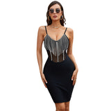 Women Bodycon Dress Summer Tassel Suspender Dress
