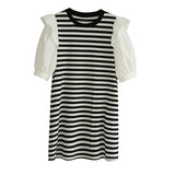 Black and White Dress Summer Black and White Striped Short Sleeve Knitted Dress
