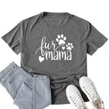 Boy Mama T Shirts Fur Mama Letter Print Short-Sleeve T-shirt