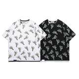 Men T Shirt Summer Casual Tops Men's Clothes Summer Wear Vintage Men's round Neck Short Sleeve Casual Loose Cactus Printed T-shirt
