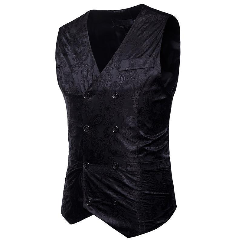 Tuxedo Vests Men Suit Vest Casual Coat Vest Fashion Printed Gentleman Men's Color Matching