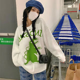 Dinosaur Sweats White Dinosaur Cartoon Sweater