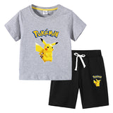 Children Pokemon Pikachu Tshirts & Shorts Cotton Short Sleeve Shorts Two Pieces Neutral