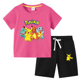 Children Pokemon Pikachu Tshirts & Shorts Cotton Short Sleeve Shorts Two Pieces Neutral