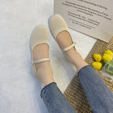 Nude Block Heel Sandals Mary Jane Shoes Women's Vintage High Heels