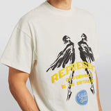 Present T Shirt Angel Print Distressed Loose Couple