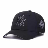 La 59fifty Hats MLB Baseball Cap Side Seam Label Golden Edge Men's and Women's Hard Top NY Peaked Cap