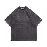 Blackair T Shirt Blackair Vintage Loose Embroidered Letter Suede T-shirt