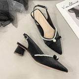 Nude Block Heel Sandals Bow Sandals