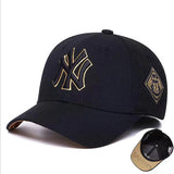 La 59fifty Hats MLB Baseball Cap Side Seam Label Golden Edge Men's and Women's Hard Top NY Peaked Cap