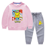 Children Pokemon Pikachu Hoodie & Pant Set Sweater Set Two-Piece Cotton