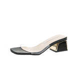 Nude Chunky Heel Transparent Sandals