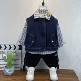 Toddler Boys Jackets Boys Autumn Clothing Suit Children's Shirt Cowboy Two-Piece Vest Set