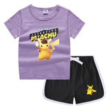 Children Pokemon Pikachu Tshirts & Shorts Casual Sports Undershirt Suit Neutral