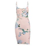 Women Summer Dresses Midi Dress Sexy Print Backless Strap Hip-Wrapped Mid-Length Skirt Dress for Women