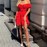 Women Bohemian Dress Summer Women's Fashion Sexy Short Sleeve Dress
