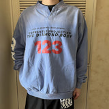 Rrr123 Sweatshirt Vintage Loose Henry Collar Pullover Sweater Fog Men and Women Same Style