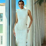 Music Festivals Rave Outfits Dress Summer round Neck Sexy Hollow out Strap Slim Fit Sheath Dress