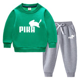 Children Pokemon Pikachu Hoodie & Pant Set Fleece Lined Padded Warm Keeping Winter Clothes Sweatershirt Suit