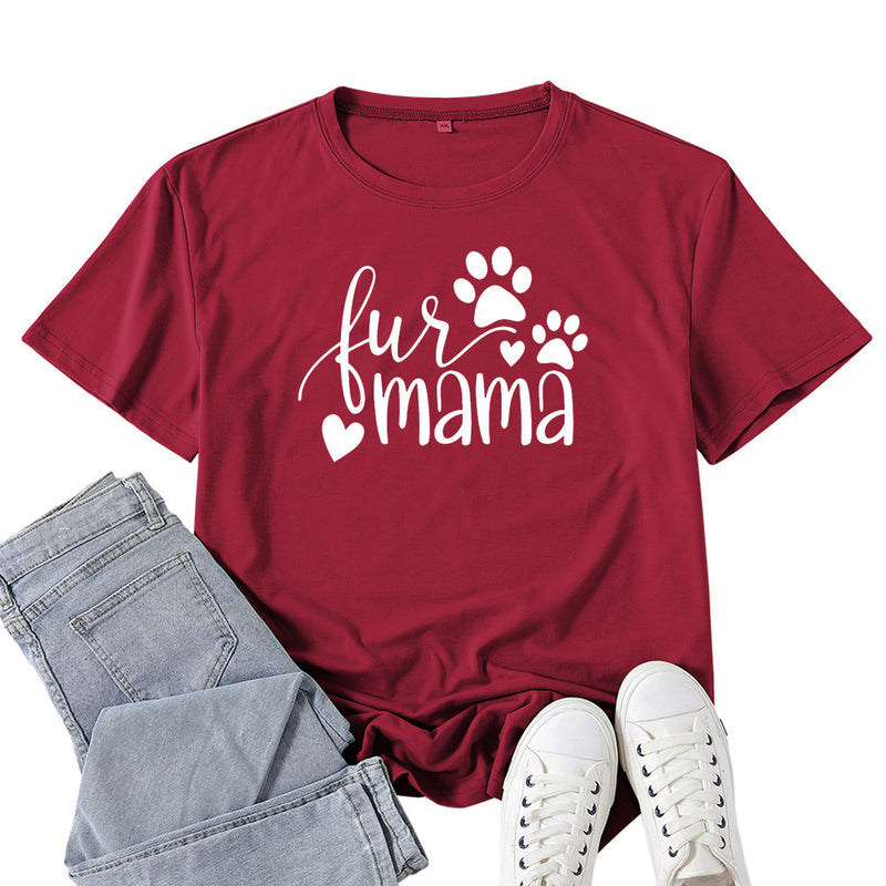 Boy Mama T Shirts Fur Mama Letter Print T-shirt