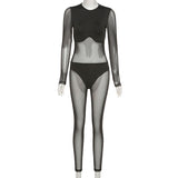 Summer Women's Clothing Sexy Mesh Stitching High Waist Tight Casual Sports Jumpsuit Women