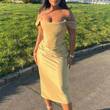 Bella Hadid Dress Sexy Chiffon Sheath Strapless Dress Fishtail Dress