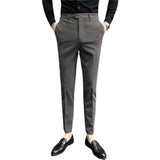 Men Trousers Casual Pants Slim Fit Light Business Professional Suit Pants