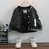 Toddler Boys Jackets Boy's Leather Jacket Coat Children's Baseball Uniform