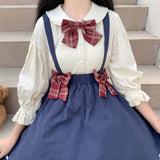 Gothic Lolita Harajuku Style Clothing College Style Blouse Suspender Skirt Two-Piece Stitching Pettiskirt