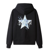 Amiri Hoodie Five-Pointed Star Letter Youth Sweater Men's Loose Casual Fleece-Lined Hoodie