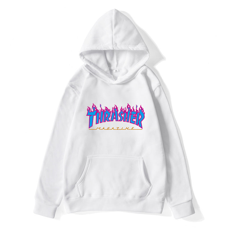 Drippy Hoodies Autumn and Winter Blue Flame Men's Pullover Hoody